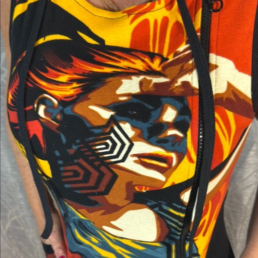 Animated Closet Sleeveless Graphic Bodycon Hoodie Dress Size M – Multicolor Art